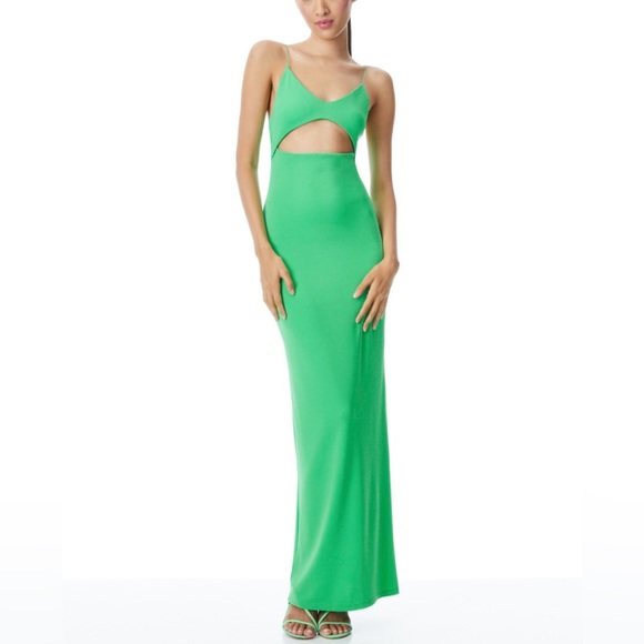 alice + olivia Valli Cut Put Cami Maxi Dress Green - Picture 1 of 12